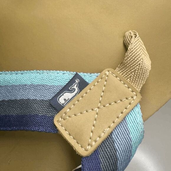 Vineyard Vines Men's Leather Flip Flops With Ombre Ribbon Size 13 - Picture 6 of 7